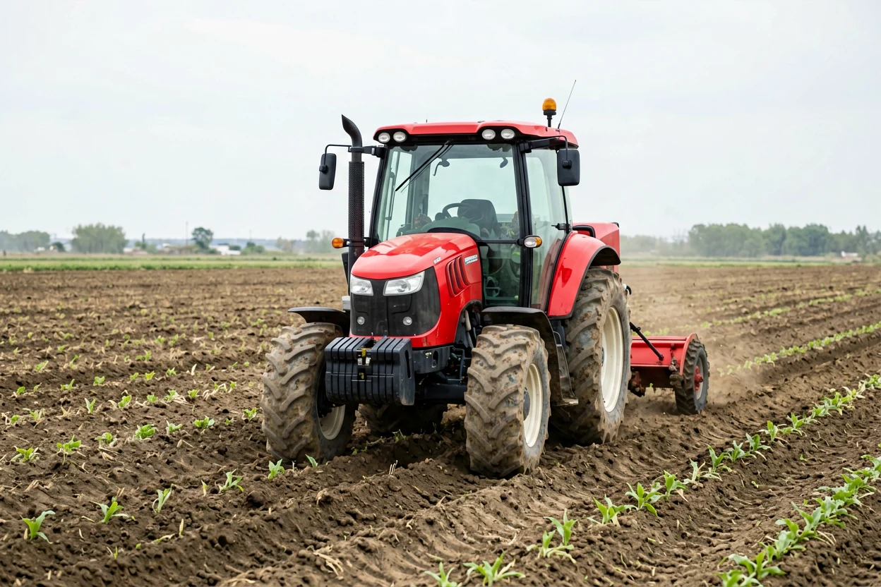 Tractor preparing land for planting