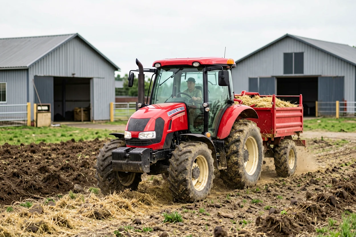 Tractor for livestock farming operations