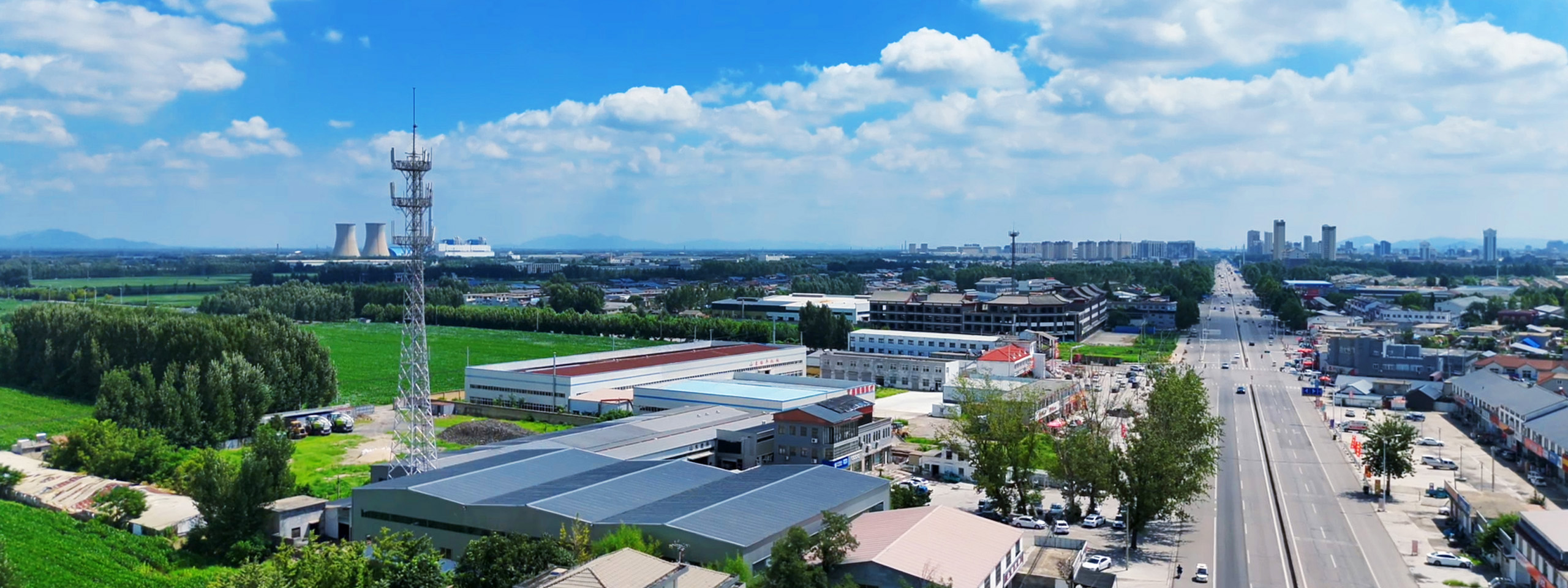 Aerial view of the HETIAN tractor factory and surrounding farmland