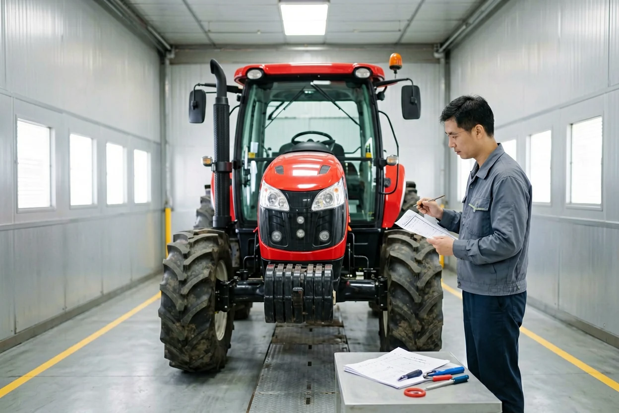 YUFENG technician inspecting tractor