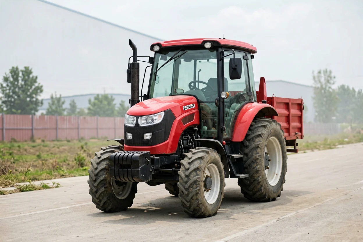Tractor performing municipal roadside maintenance work