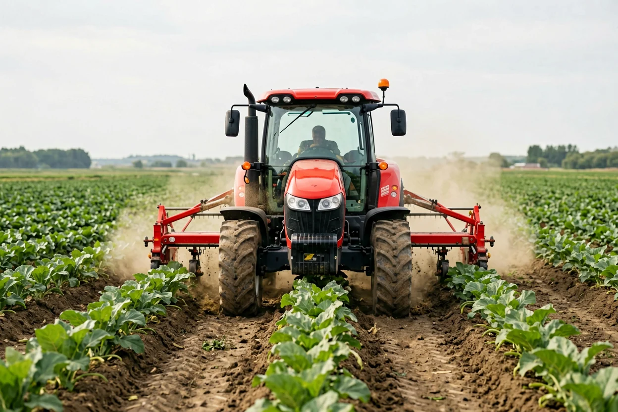 Agricultural tractor operating with seeding equipment