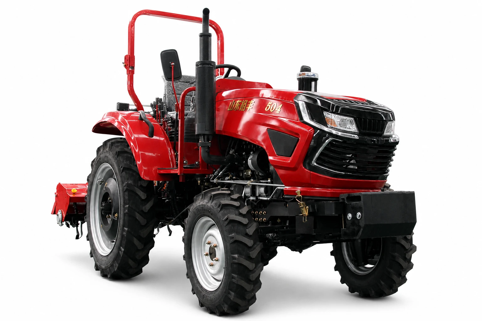 Agricultural tractor plowing farmland