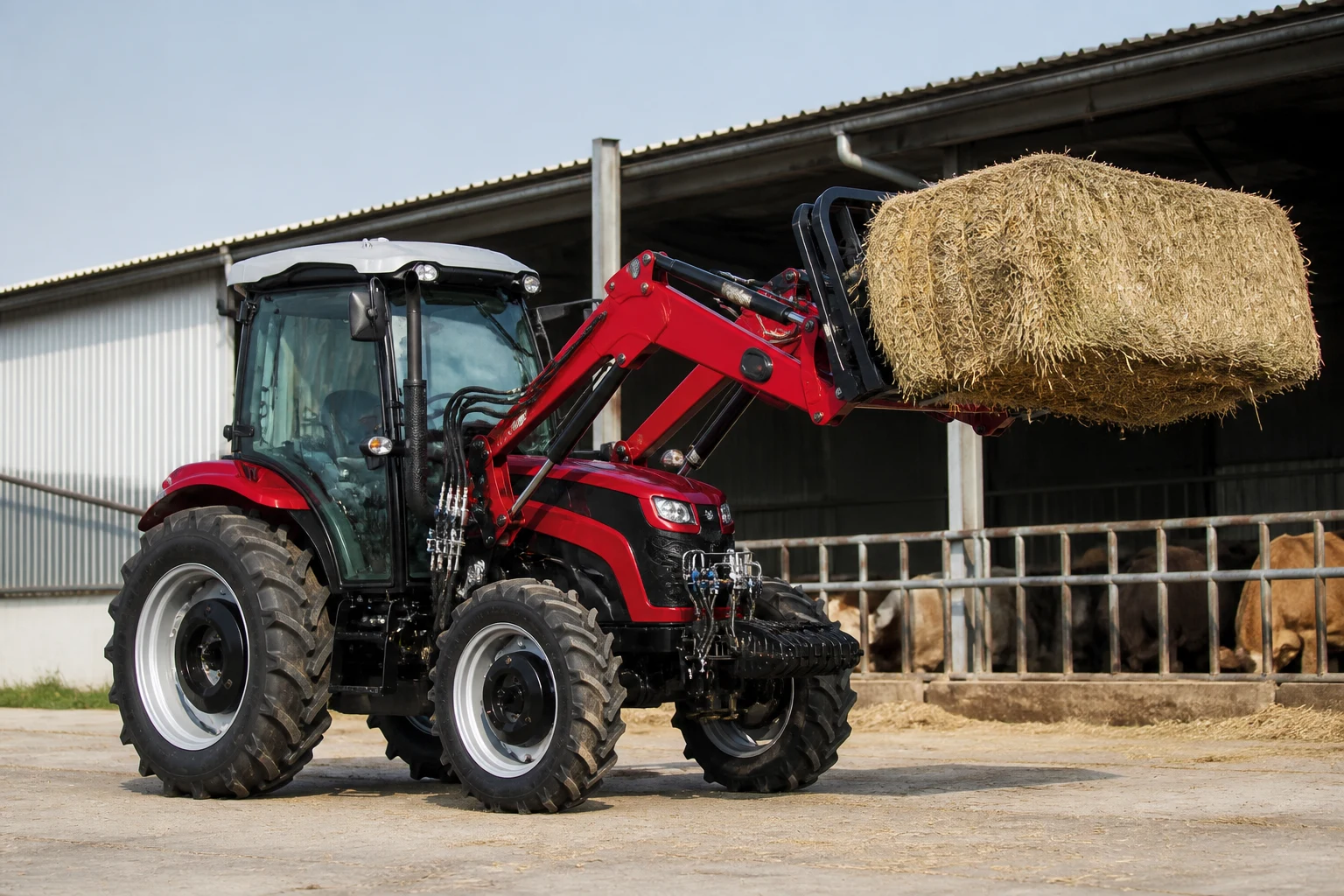 Tractor for livestock farming operations