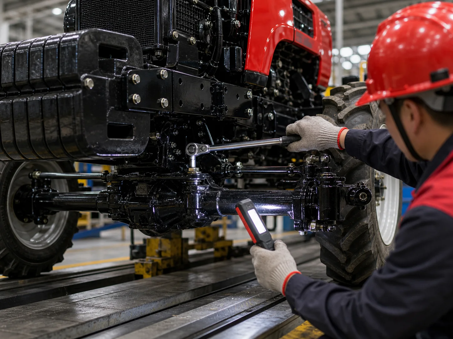 Tractor chassis and axle inspection