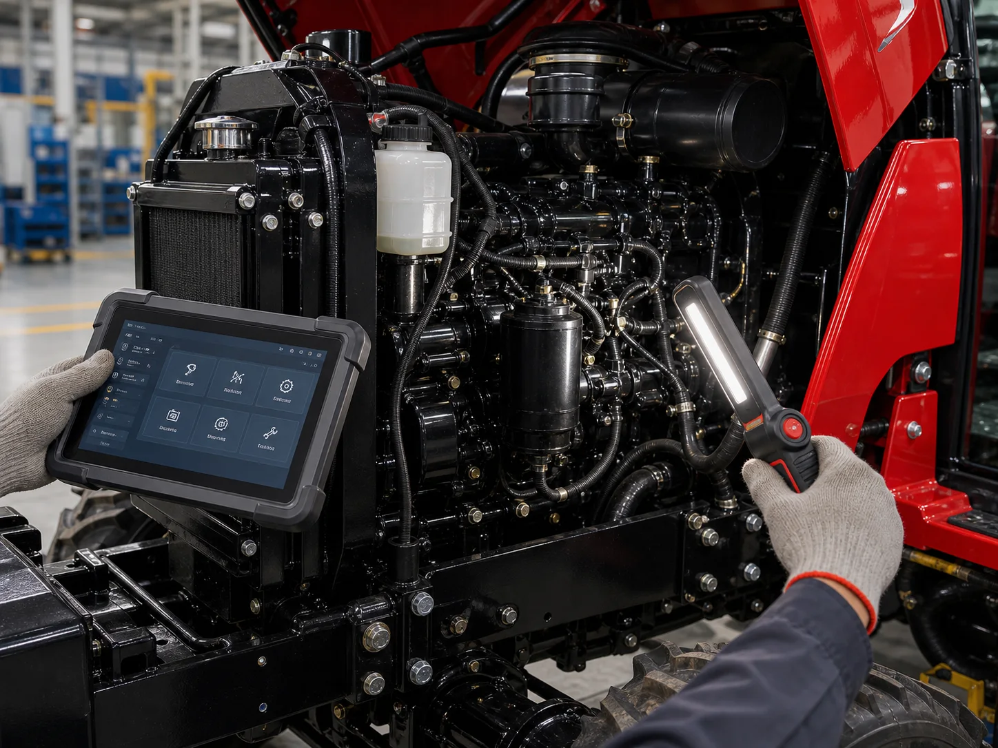 Tractor engine inspection