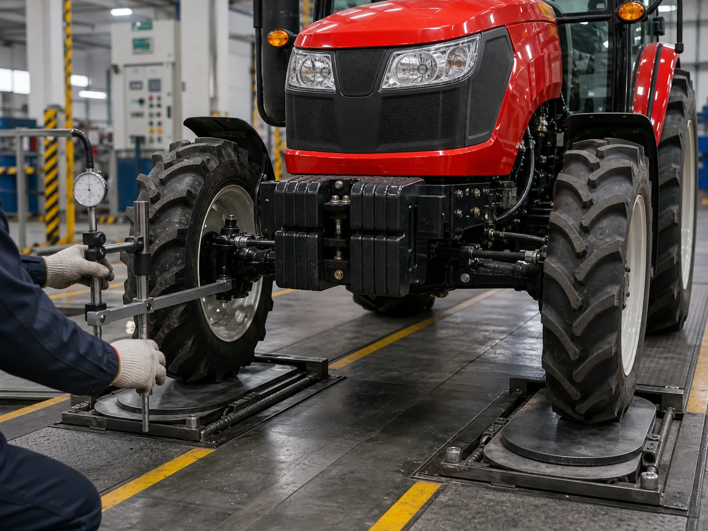 Tractor steering system test